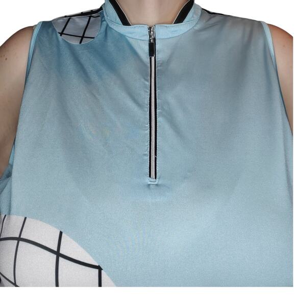 JAMIE SADOCK Size XL/XXL (fitted) Sleeveless Women's 1/4 Zip Geometric Golf Top - Picture 2 of 7